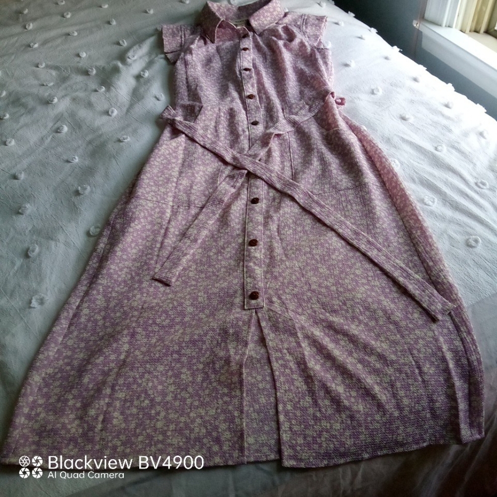 Monteau LA pink & white dress with buttons- size xs